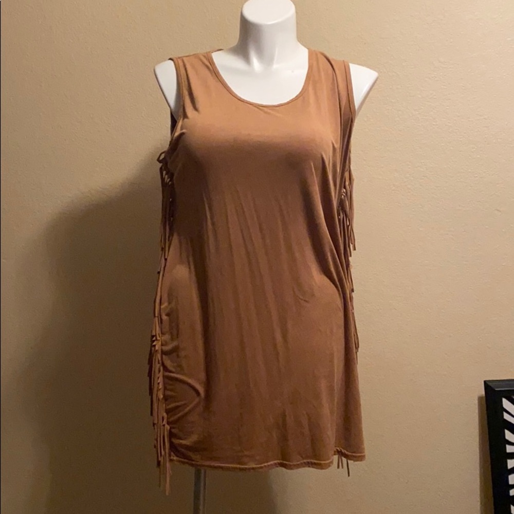 Suede fringe top
